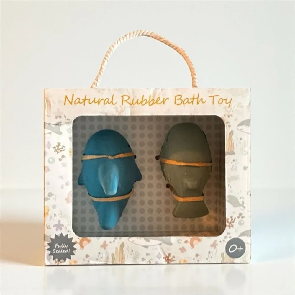 Natural Rubber Bath‎ Toy Whale Shark Duo Fully Sealed For Hygiene BPA Free